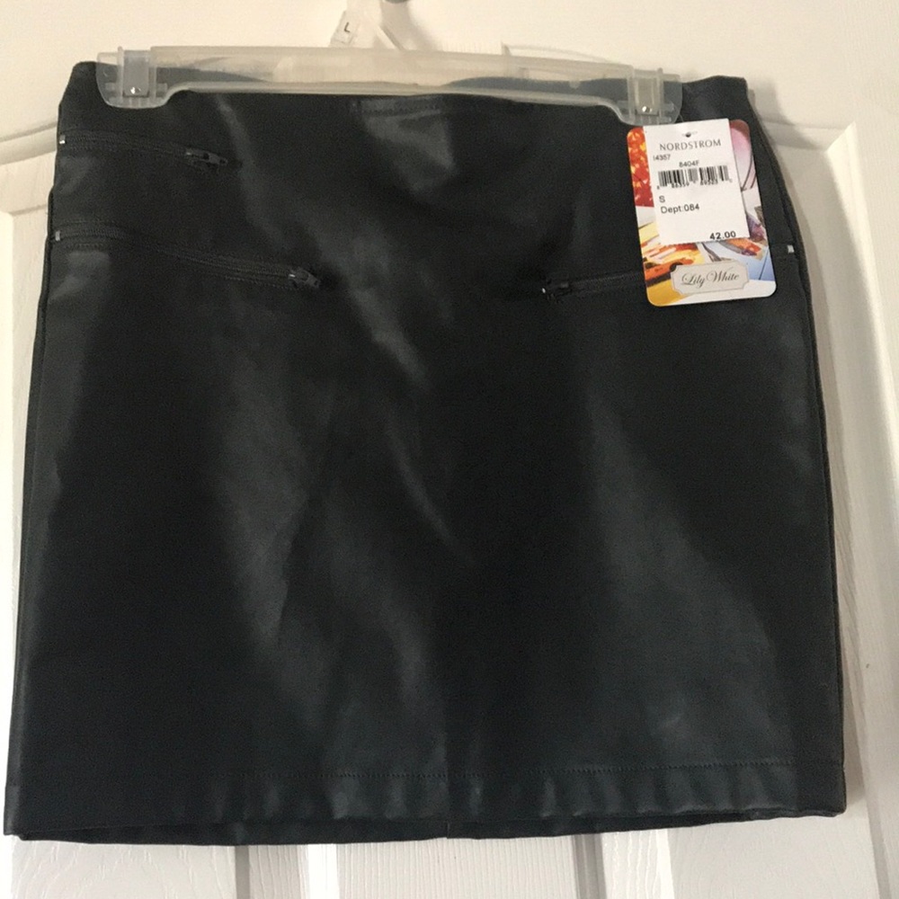 Pleather dark green mini skirt from Nordstrom